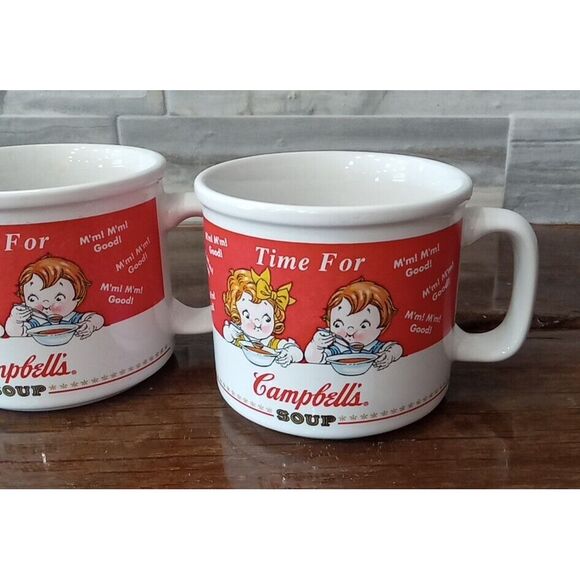 Campbell's Soup Mugs 2 Cups "Time For" 14 oz. 1998 Houston Harvest VTG GC Fall - Picture 2 of 7